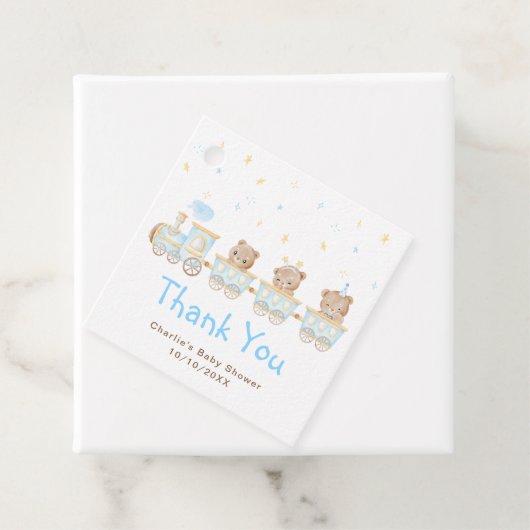 Bear Blue Train Baby Dusche Vielen Dank Geschenkanhänger (Beispiel)