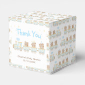 Bear Blue Train Baby Dusche Vielen Dank Geschenkschachtel (Rückseite)