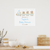 Bear Blue Train Baby Dusche Willkommen Poster (Küche)
