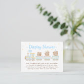 Bear Blue Train Display Babydusche Begleitkarte (Stehend Vorderseite)