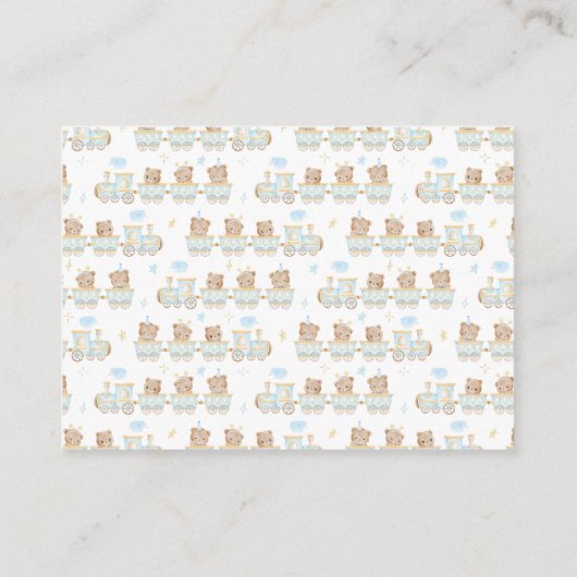Bear Blue Train Display Babydusche Begleitkarte (Rückseite)