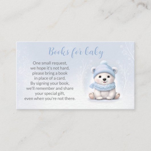 Bear Blue Winter Baby Showbücher für Babykarte Begleitkarte (Vorderseite)
