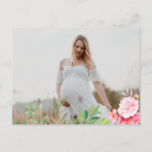 Bear Blush Pink Rose Bläserchen Girl Babydusche Einladungspostkarte (Rückseite)