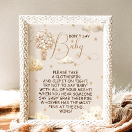 Bear Boho Balloons sagt kein Baby Game Sign Poster