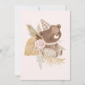 Bear & Boho Blume Geschlechtsneutrale Babydusche Einladung (Rückseite)