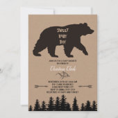 Bear Boy Baby Dusche Rustikale Woodland Kraft Einladung (Vorderseite)