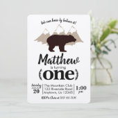 Bear Boy First Birthday Lumberjack Kraft Einladung (Stehend Vorderseite)