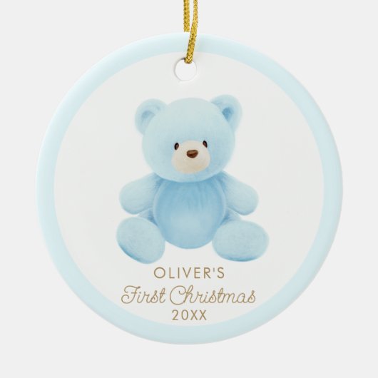 Bear Boy First Christmas Foto Ornament (Vorne)