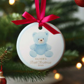 Bear Boy First Christmas Foto Ornament