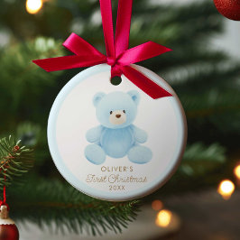 Bear Boy First Christmas Foto Ornament