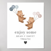 Bear Boy Girl Twins - 1. Geburtstag - Leckereien U Poster (Vorne)