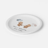 Bear Boy Girl Twins - Joint 1st Birthday Pappteller (Schrägansicht)