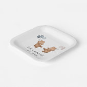 Bear Boy Girl Twins - Joint 1st Birthday Pappteller (Gewinkelt)