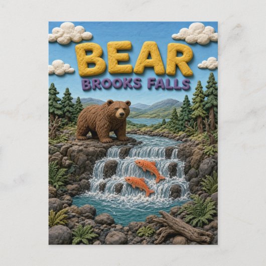 Bear Brooks Falls Modern KlayKoo Postkarte (Vorderseite)