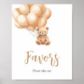 Bear Brown Balloon Baby Shower Favoriten Poster (Vorne)