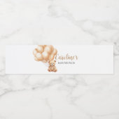 Bear Brown Balloon Babydusche Wasserflaschenetikett (Einzelnes Label)