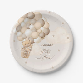 Bear Brown Balloons Babydusche Pappteller