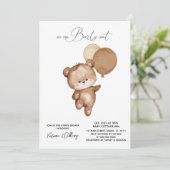 Bear Brown Bearly Wait Baby Dusche Einladung (Stehend Vorderseite)