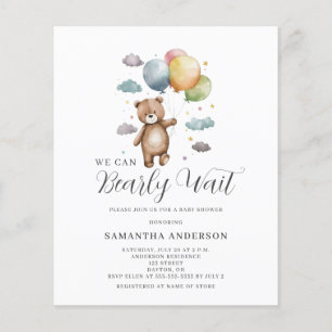 Bear Budget Baby Shower Einladung abwarten