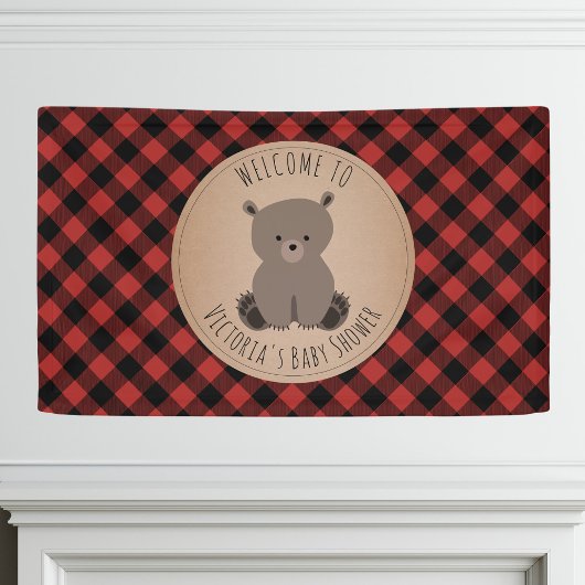 Bear Buffalo Karierte Babydusche Willkommen Banner