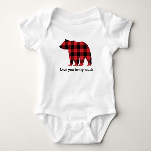 Bear Buffalo Karo Muster Silhouette Baby Strampler (Vorderseite)