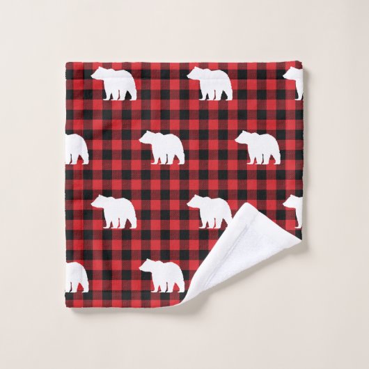 Bear Buffalo Karo Pattern Badetuch Set (Waschlappen)