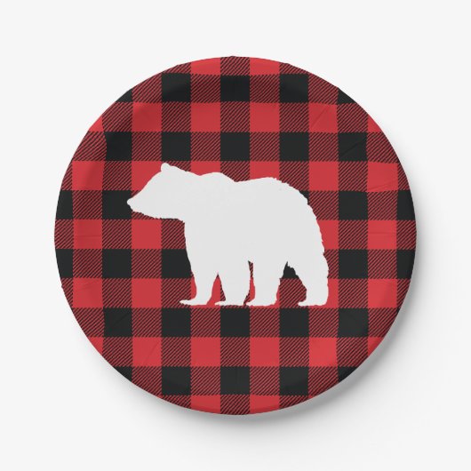 Bear Buffalo Karo Pattern Holiday Pappteller (Vorderseite)