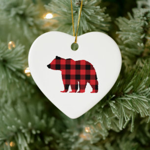 Bear Buffalo Karo Weihnachten Kunst Keramik Ornament