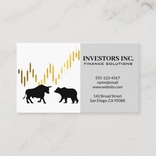 Bear Bull-Logo | Candle Stick Graph Visitenkarte (Vorderseite)