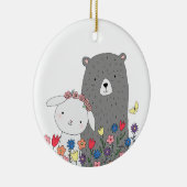 Bear & Bunny Couple's First Christmas zusammen Keramik Ornament (Rechts)
