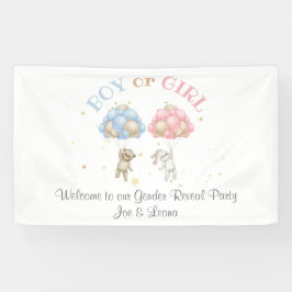 Bear & Bunny Gender Reveal Party-Zeichen Banner