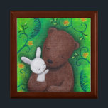 Bear & Bunny I Liebe You Forever Sweet Schmuck Box Schmuckschachtel<br><div class="desc">Bear & bunny Ich Liebe Sie für immer Keepake-Box.  Großartiges Geburtstagsgeschenk für Ihre Liebe!  Original Malerei von MiKa Art. Fühlen Sie sich frei,  um mit Ihren Initialen,  Namen,  Texte,  Datum... .usw.</div>