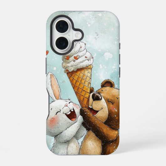 Bear Bunny Ice Cream Deluxe Niedliche Anime Phone iPhone 16 Hülle (Rückseite)