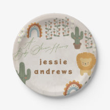 bear bunny lion cactus woodland modern Baby Shower