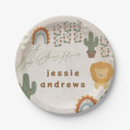 bear bunny lion cactus woodland modern Baby Shower Pappteller