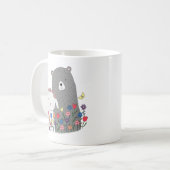 Bear & Bunny mit Blume Niedliches Coupé für sie Kaffeetasse (Vorderseite Links)