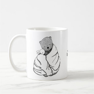 Bear Bunny Rabbit in Blanket Personalisierter Name Kaffeetasse
