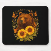 Bear Butterfly Nature Rustic Sunflower Monarch Art Mousepad (Vorne)