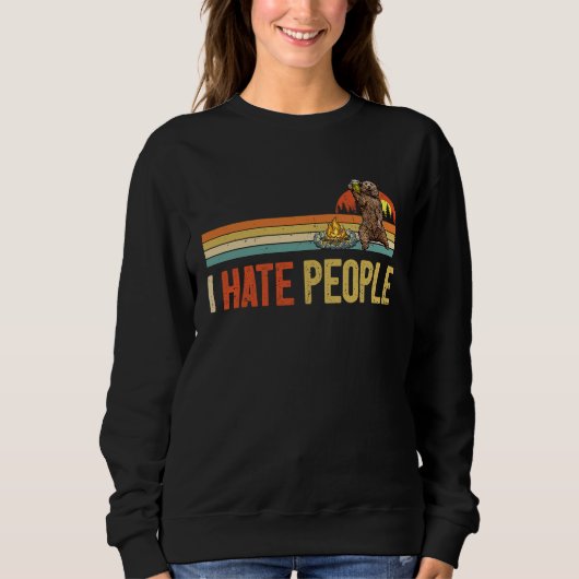 Bear Camping I Hate People Bear Drinking Outdoor L Sweatshirt (Vorderseite)
