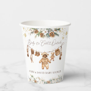 Bear ClothestLine Cold Outside Babydusche Pappbecher