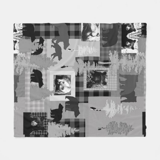 Bear Collage Fleecedecke (Vorderseite (Horizontal))