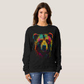 Bear colourful forest artwork animal art bear sweatshirt (Vorne ganz)