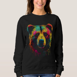 Bear colourful forest artwork animal art bear sweatshirt