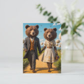 Bear Couple auf einem Spaziergang im Park Postkarte (Stehend Vorderseite)