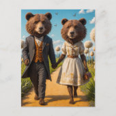 Bear Couple auf einem Spaziergang im Park Postkarte (Vorderseite)