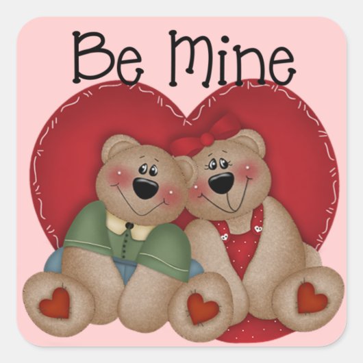 Bear Couple Be Mine Valentine's Day Stickers (Vorderseite)
