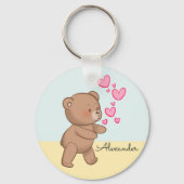 Bear Couple in Liebe Blue Personalisiert Schlüsselanhänger (Rückseite)