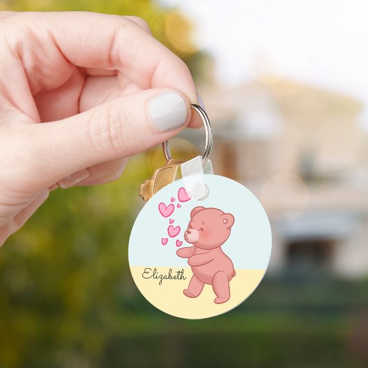 Bear Couple in Liebe Blue Personalisiert Schlüsselanhänger