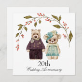 Bear Couple Wedding Anniversary Einladung (Vorne/Hinten)