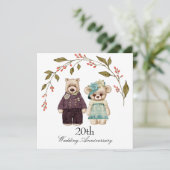 Bear Couple Wedding Anniversary Einladung (Stehend Vorderseite)